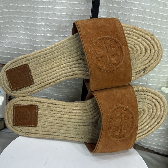 (S1) Tory Burch Benton Double T - Leather and Suede Logo Flats, Size 9.5 M - Picture 3 of 9